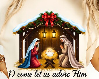 Nativity Scene PNG | Baby Jesus, Religious Christmas Clipart (Digital File)