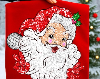 Glitter vredesteken kerstman, png | Luxe kerstclipart (digitale download)