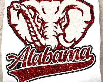 Alabama glitter olifant png-sublimatieontwerp, rood zilver sparkle digitaal bestand