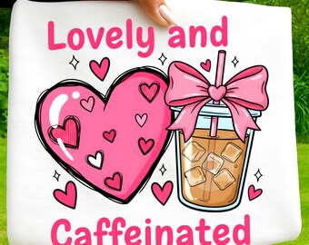 Coquette Coffee Lover, png PNGEgg | Roze hartontwerp met strik (digitale download)