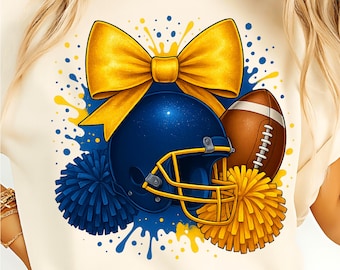 Goud-marineblauw voetbal, png-bestand | Glitterstrik, schoolmascotte (digitale download)