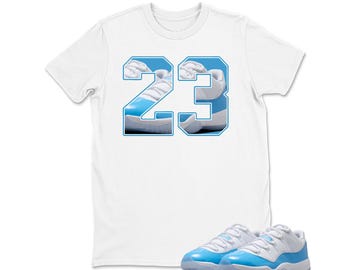11 UNC University Blue White Low 2026 T Shirt Match Number 23