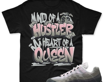 Air Max 95 Pink Foam Black White OG Big Bubble T Shirt Match Hear of a QUEEN