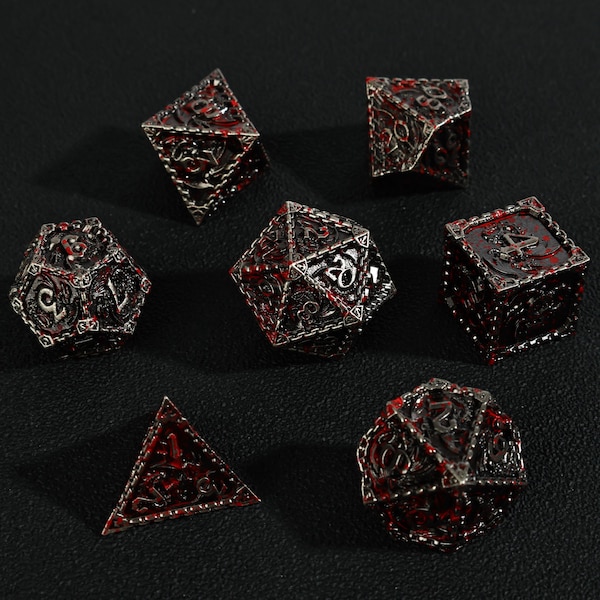 Metal Dice Set D&D Dice Set, Polyhedral RPG Dice, 7pcs Metal Role Playing Dice Set