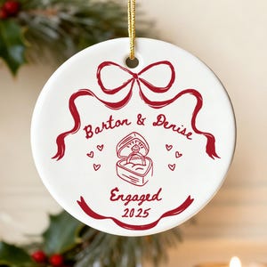 Personalized Engaged Ornament 2025, Custom Couple Names Keepsake, Minimal Line Art Christmas Decor, Engagement Gift
