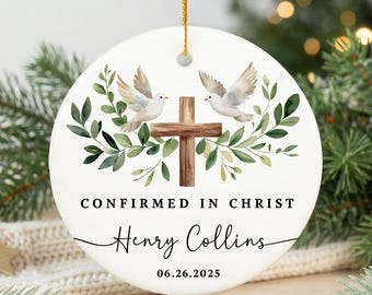 Adorno de Confirmación Católica, Adorno Personalizado para Confirmación, Regalos de Confirmación de Recuerdo, Adorno Navideño de Confirmación