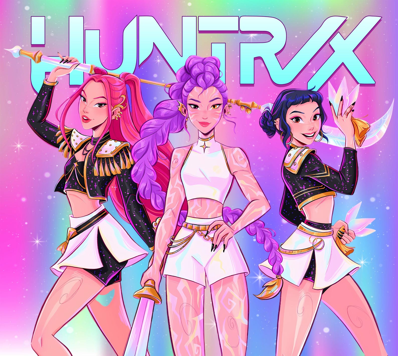 Set De 2 Piezas KPOP Huntrix Para Niñas - Sudadera Con Capucha Corta Y Pantalón Jogger, Estilo Streetwear
