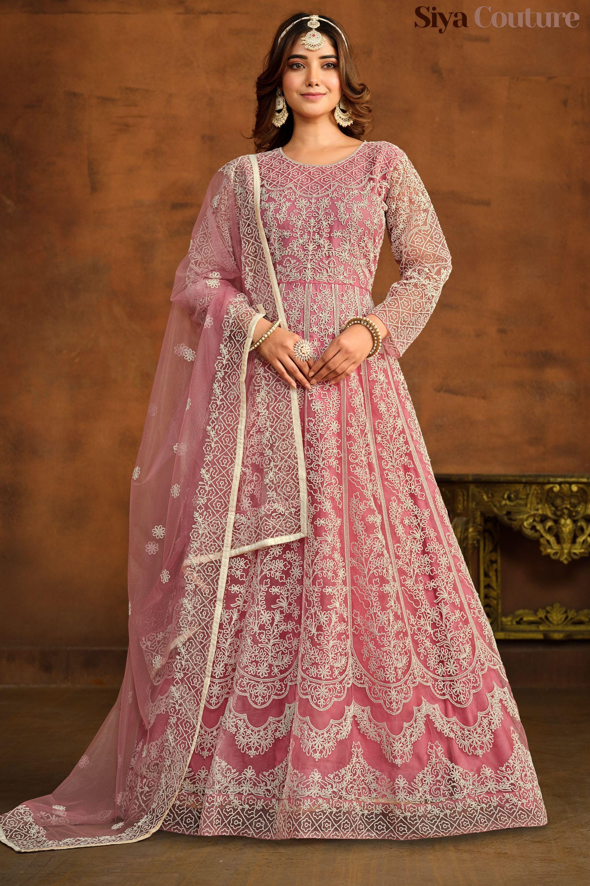 knee length dresses for ladies Floral Printed Long Dress: Modern Indian Gown by Raas USA