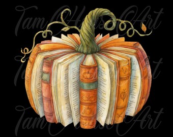 Retro Autumn Reading Design, Librarian Halloween, Fall Book Pumpkin PNG, Pumpkin Season Digital Download