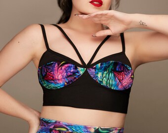 The Bodyline Bra - PDF pattern - Size 16-20 - burlesque style panelled mesh bra presented as an easy-to-follow sewing pattern