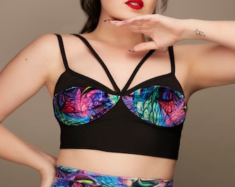 The Bodyline Bra - PDF pattern - Size 10-14 - burlesque style panelled mesh bra presented as an easy-to-follow sewing pattern