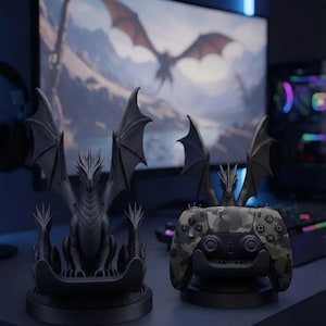 Majestic Dragon Controller Holder for PS5 – 3D Printed Gaming Stand | Perfect gamer gift