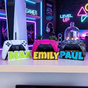 Gamer Geschenk – PS5 Controller Halter mit personalisiertem Namen – Individuelles 3D-Druck Geschenk – Gaming Accessoire für PlayStation 5
