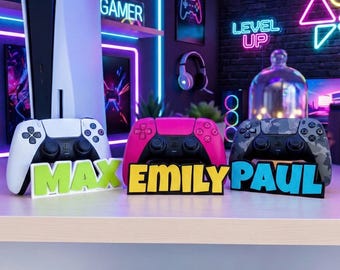 Gamer Geschenk – PS5 Controller Halter mit personalisiertem Namen – Individuelles 3D-Druck Geschenk – Gaming Accessoire für PlayStation 5