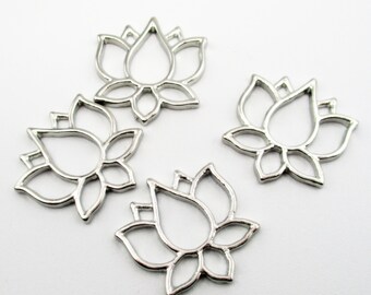 :tm0150 2 of 925 Sterling Silver Lotus Connectors,Links 8x12mm