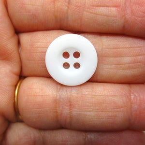 50 White 15mm Resin Buttons, 15mm Buttons, Four Hole Buttons Box2B image 1