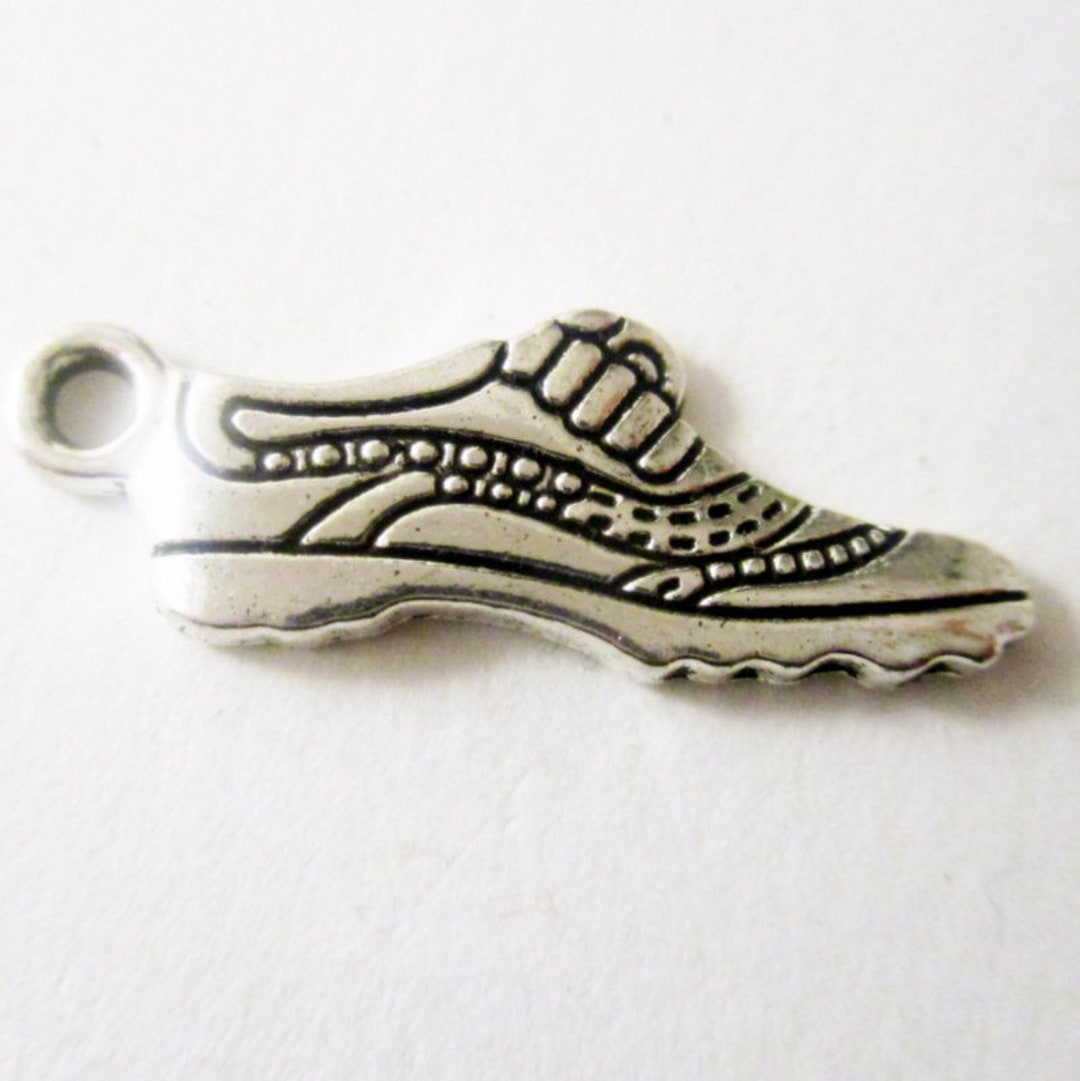 10 Antique Silver Running Shoe Charms, 24x9mm Running Shoe Charm