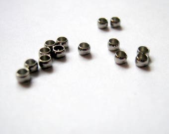 25 Stainless Steel Crimp Cylinder Silver Tone Beads, 2.5mm, Jewelry Making Supplies, Jewelry Findings, Crimp Beads  G1348