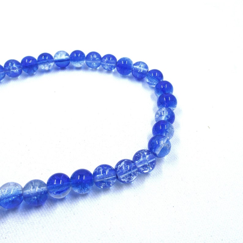 Royal Blue Clear Crack Beads Glass, Pack of 40, 8mm, Jewelry Making Supplies 8mmBoxA1 image 1