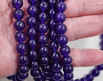 Indigo Jade Beads, Natural and Dyed Malaysia Beads, 8mm Beads, 47pc, Jewelry Making Supplies  8mmBoxB1