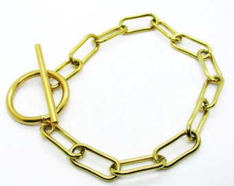 Gold Plated Link Stainless Steel Bracelet, 18.5 cm Gold Bracelet, Jewelry Making Supplies  G1855