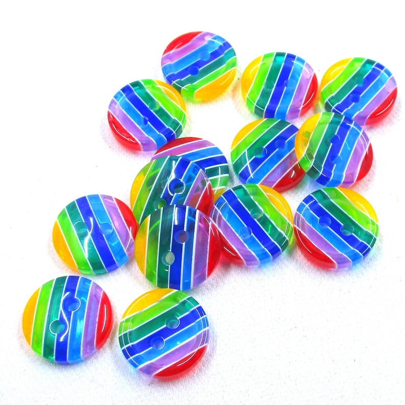 Stripe Acrylic Buttons, Pack of 30, 12mm Two Hole Buttons, Craft ...