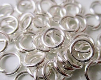 10mm Open Jump Rings Silver Plated, .7 Thickness Gauge 21, Jewelry Findings