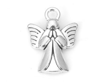 Angel Antique Silver Charms, Pack of 10 Charms, 19x14mm Angel Charms, Jewelry Making Supplies  G1862