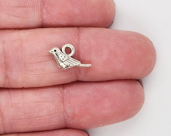 Bird Antique Silver Small Charms, 13x7mm Bird Charms, Charms, Jewelry Making Supplies G1974