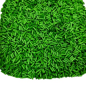 Green 6mm Bugle Glass Beads , Pack of 10/20 Grams, Jewelry Making Supplies  SB2