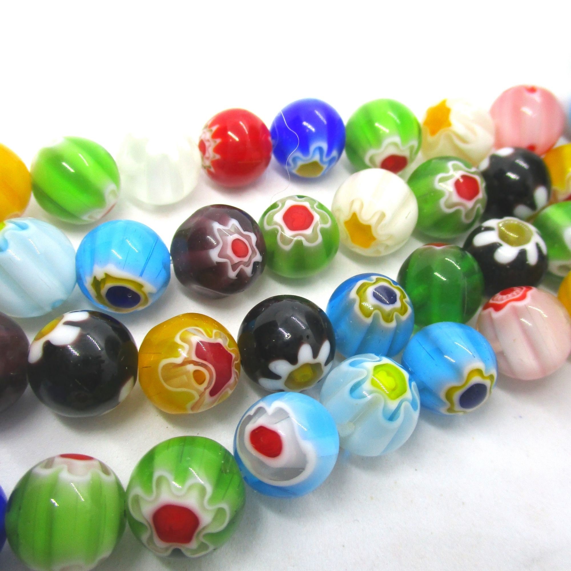 Perle Di Vetro Lavorato A Lume Con Motivi Floreali Rosa: Rondelle Di - Foto 6