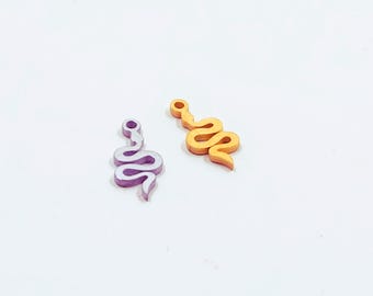 Tiny Snake Stainless Steel Charms, Pack of 5,  4x11mm, Jewelry Making Supplies