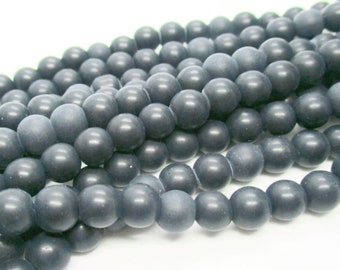 Black Matte Frosted Round Glass Beads, 6mm Black Beads, Jewelry Making Supplies   6mmBoxB