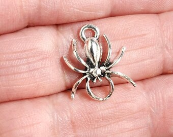 Spider Antique Silver Charms, Pack of 3/6, 18x13mm Spider Charms, Charms, Jewelry Making Supplies G1480