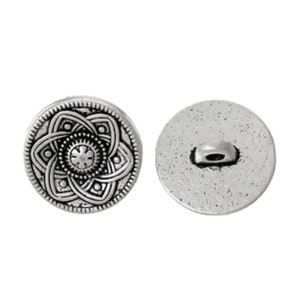 Carved Metal Shank Buttons Antique Silver, Pack of 10 Buttons, 15mm ...