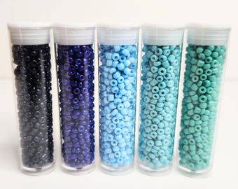 Blue Colors Opaque Glass Seed Beads Lot, 2mm   SB3