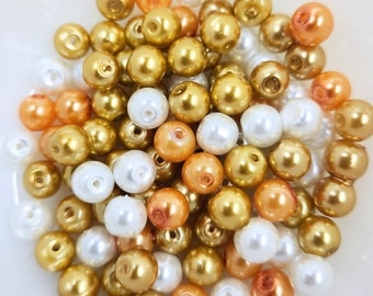 Celebration Pearl Bead Mix Glass Imitation, Pack of 50 Beads, 8mm Beads, Jewelry Making Supplies
