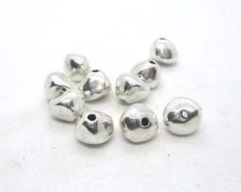 Abstract Silver Beads, Pack of 10, 8mm Abstract Beads, Beads, Jewelry Making Supplies G1737