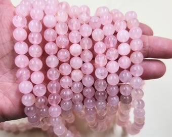 Natural Rose Quartz 8mm Beads, Gemstone Beads, 15in Strand