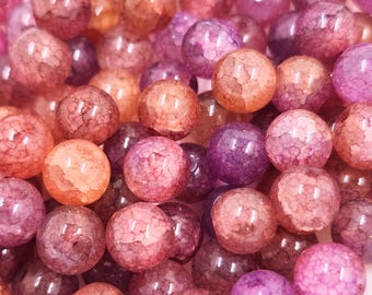 8mm Crackle Very Berry Color Glass Beads, Pack of 25/50  8mmBoxD1
