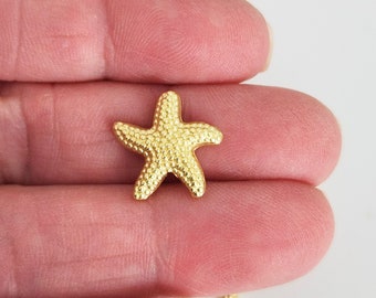 Starfish Beads Matt Gold, Pack of 4 Beads, 14mm Metal Beads, Jewelry Making Supplies   G1558