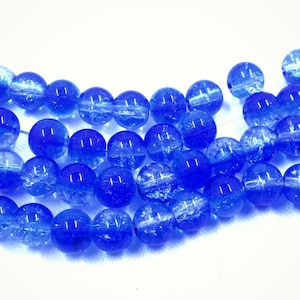 Royal Blue Clear Crack Beads Glass, Pack of 40, 8mm, Jewelry Making Supplies 8mmBoxA1 image 2