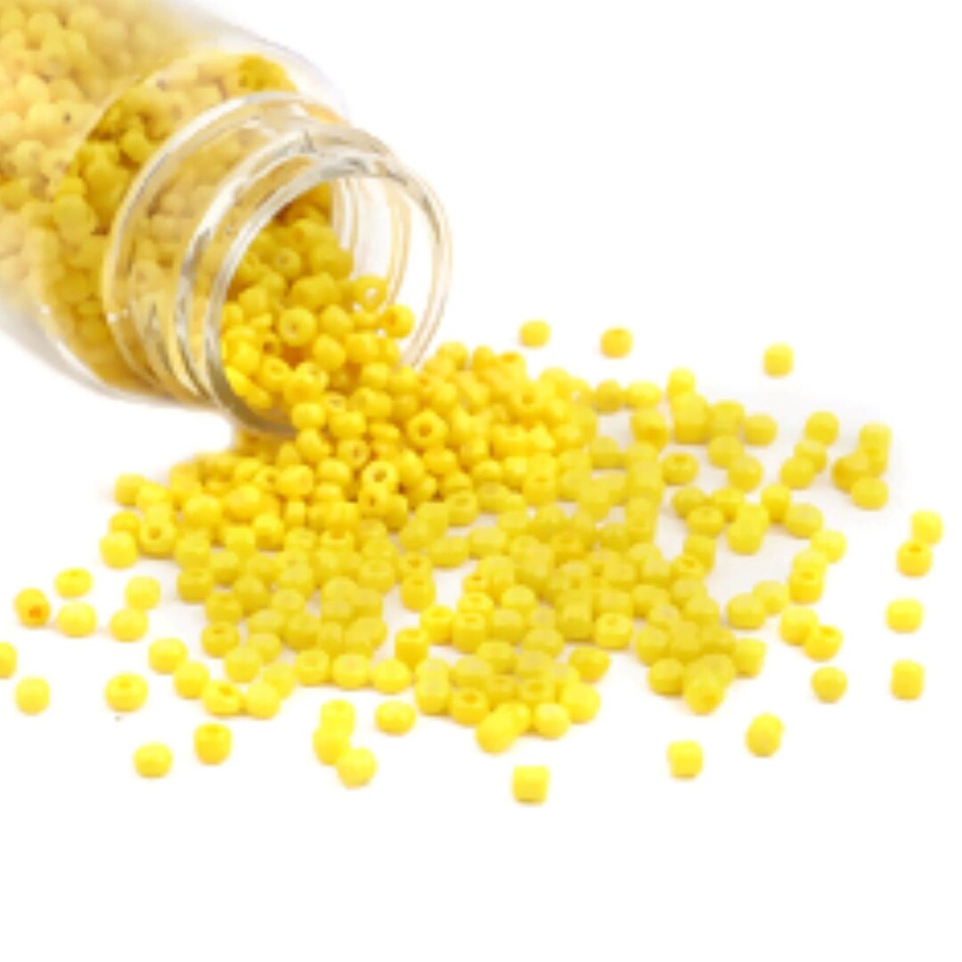 Lemon Yellow Glass Seed Beads 2mm, 2mm Beads, Jewelry Making Supplies