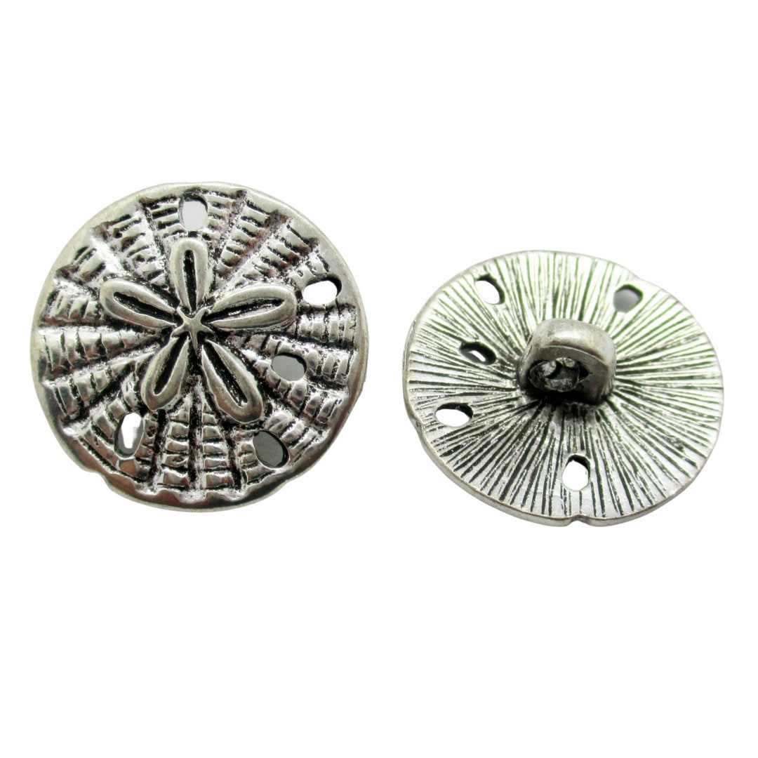 Shell Button Silver Silver Dollar Shank Buttons Antique Silver, Pack of 6 Buttons, 18x17mm ...