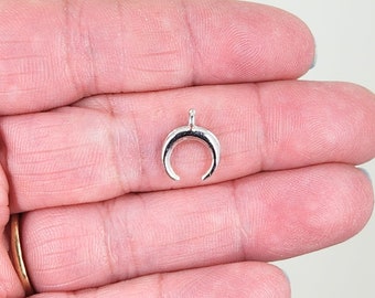 Crescent Moon Silver Tone Charms, Pack of 10, 10x12mm, Jewelry Making Supplies  G1545