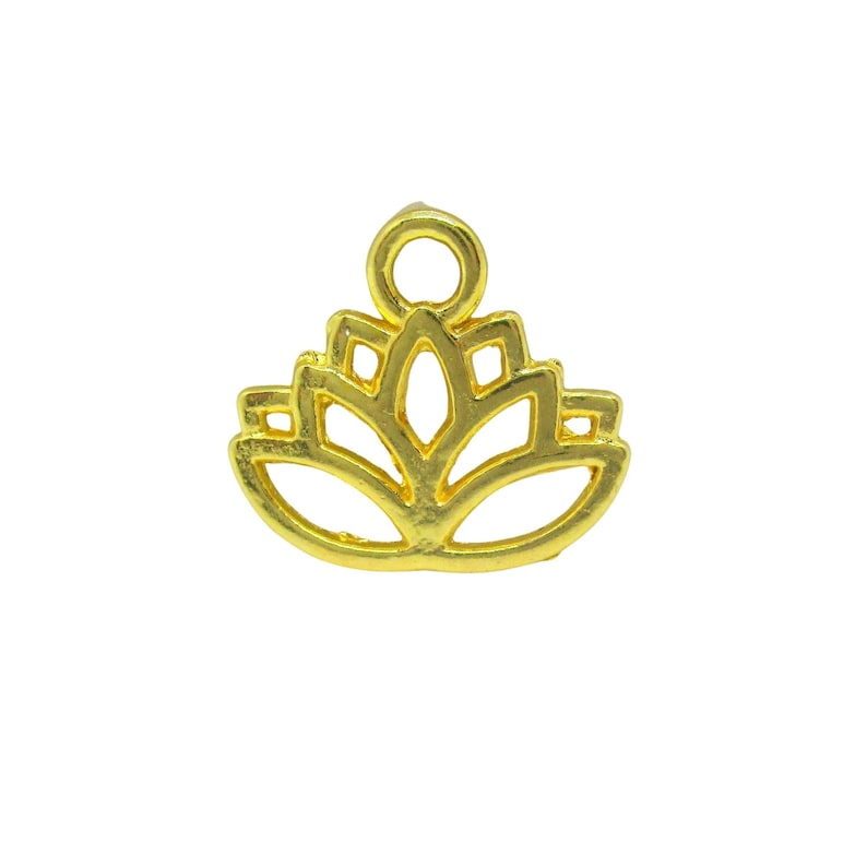 10 Gold Plated Lotus Flower Charms 17x15mm Jewelry Making Etsy