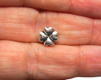 Four Leaf Clover Beads Antique Silver, Pack of 10 Beads, 8mm Lucky Charm Beads, Jewelry Making Supplies  (G1689)