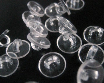 20 Clear Transparent Shank Plastic Buttons 10mm