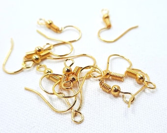 Ear Wire Hooks Gold Plated, Pack of 10/20 Pairs, 19x18mm Ear Hooks, Jewelry Making Supplies