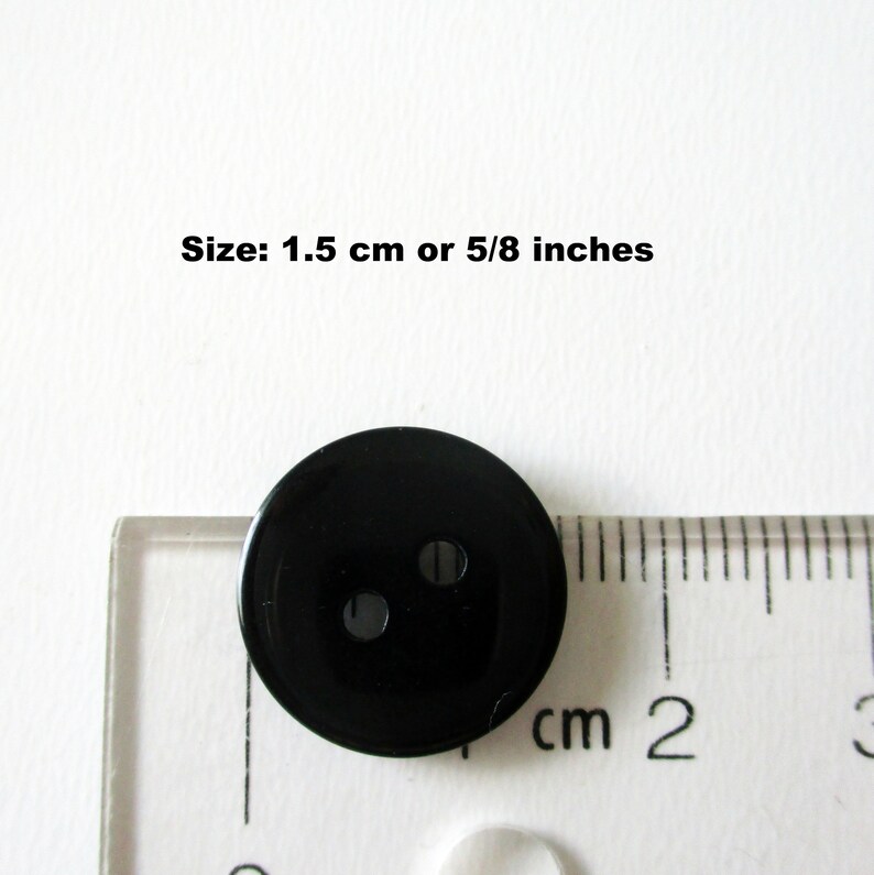 Two Hole Buttons 40 Black 15mm Resin Buttons 15mm Buttons